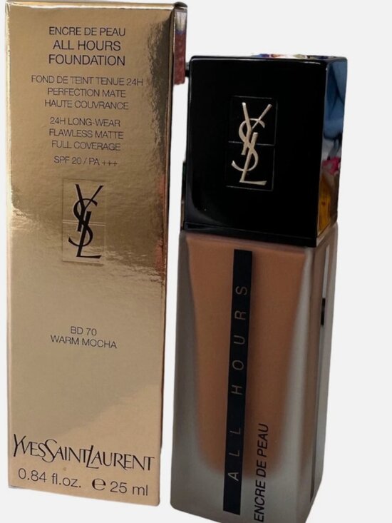 Yves Saint Laurent Other - Yves Saint Laurent All Hours Foundation BD 70 Warm Mocha Matte SPF 20 0.84oz NEW